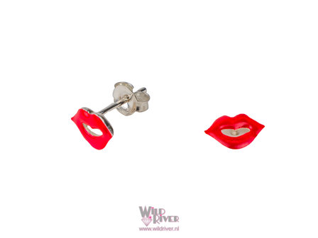 Oorknopjes Rode Lippen - Echt Zilver 925