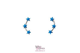 Oorknopjes met Drie Sterren - Echt Zilver 925