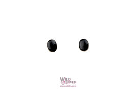 Ovalen oorknopjes ingelegd met onyx steen